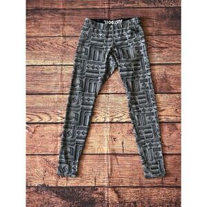 Nike Women's Gray Black Graphic Leggings Elastic Waist Size M Workout Pants